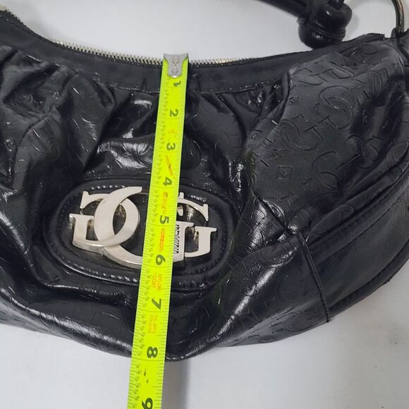 Guess Y2K Black Vegan Leather GGG Logo Embossed Mini Shoulder Hobo Bag Purse VTG - Picture 16 of 16